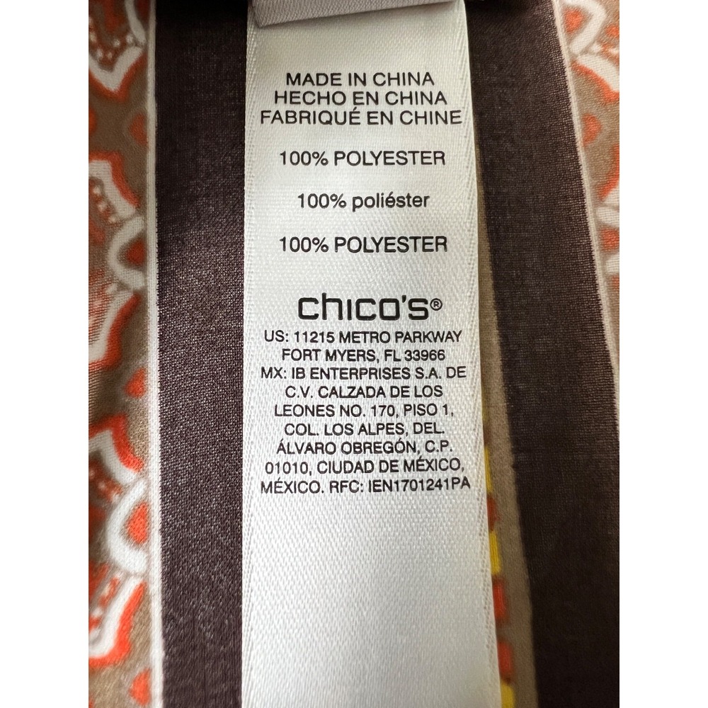 Chico's S/M Fall Colors Floral Artsy Flowy Drape Kaftan Top Boho Resort - Picture 7 of 10